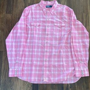 Polo by Ralph Lauren Pink Plaid Western Snap Shirt